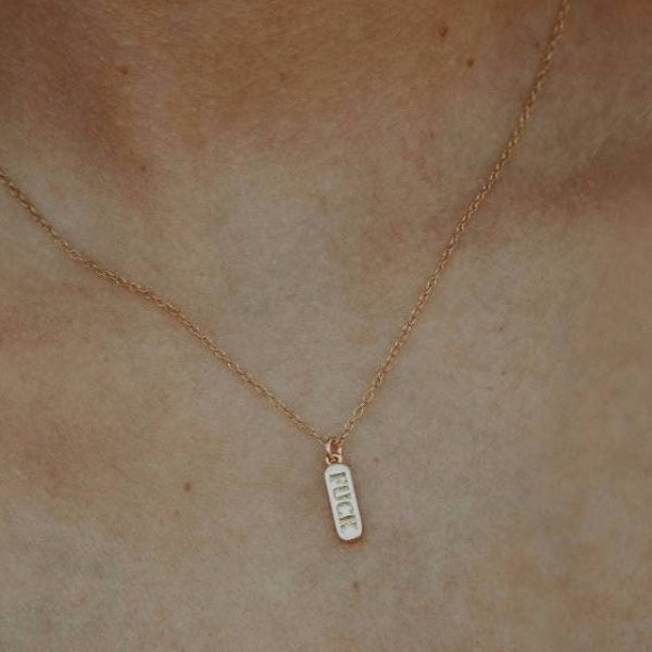 Fuck Necklace, Fuck Off Necklace, Dainty Curse Word Charm Necklace, Gold Fuck Necklace, Fuck Pendant, Cuss Word Jewelry, Profanity Fuck Word