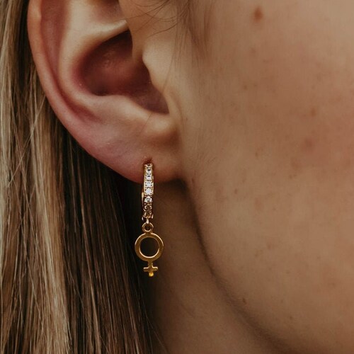 Feminist Earrings Female Symbol Hoop Earrings Venus Symbol Etsy