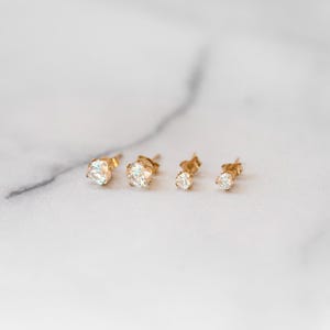 14k Gold Filled CZ Stud Earrings, Gold Dainty Diamond Studs, Bridesmaid Earrings Gift, Simple CZ Studs, Gift For Wife, Gift For Girlfriend