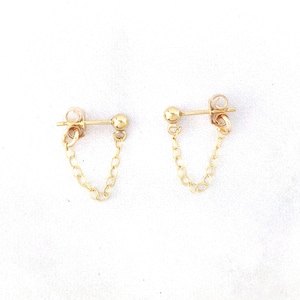 Chain Loop Earrings, 14k Gold Filled or Sterling Silver, Minimalist Chain Earrings, Tiny Earrings, Chain Cuff Studs, Gold Studs, Everyday