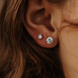 14k Gold Filled CZ Stud Earrings, Gold Dainty Diamond Studs, Bridesmaid Earrings Gift, Simple CZ Studs, Gift For Wife, Gift For Girlfriend