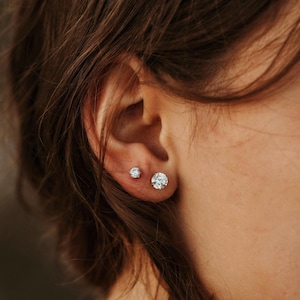 14k Gold Filled CZ Stud Earrings, Gold Dainty Diamond Studs, Bridesmaid Earrings Gift, Simple CZ Studs, Gift For Wife, Gift For Girlfriend