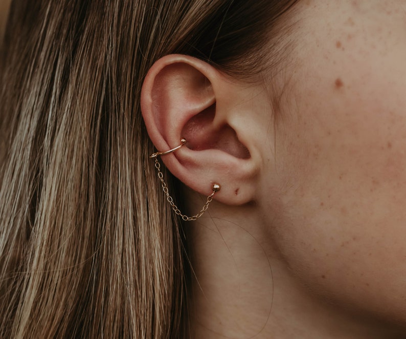Ear Cuff Chain Earrings Minimalist Chain Studs Stud With Etsy