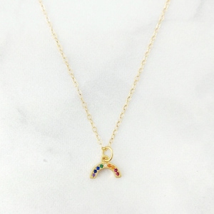 Rainbow Necklace, LGBTQ Necklace, Lesbian Necklace, Pride Necklace. Tiny Charm Necklace, Gift For Girlfriend, Dainty Gold Layering Necklace