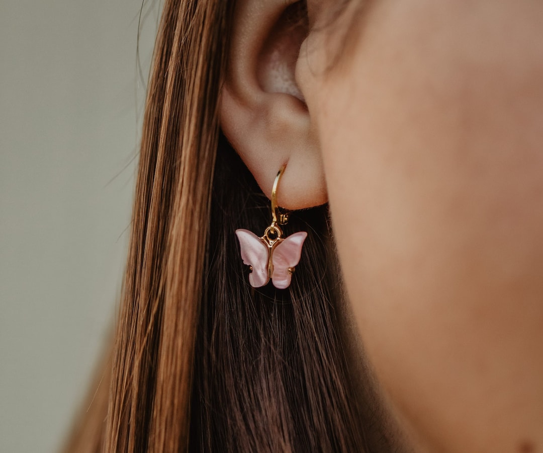 Butterfly Hoop Earrings, Gold Filled or Sterling Silver