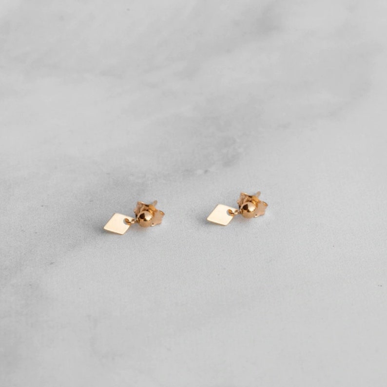 Small dangle earring, 14k gold Filled Ball Stud Post Earrings, Single Tiny dangle earring, Minimalist Everyday Earring, perfect earring gift image 3