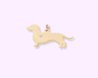 Dachshund Charm, Wiener Dog Pendant, Add a Charm, Doxie Charm Jewelry Gift, Gold Dog Dangle for Necklace, Everyday Wear Pendant for Dog Love