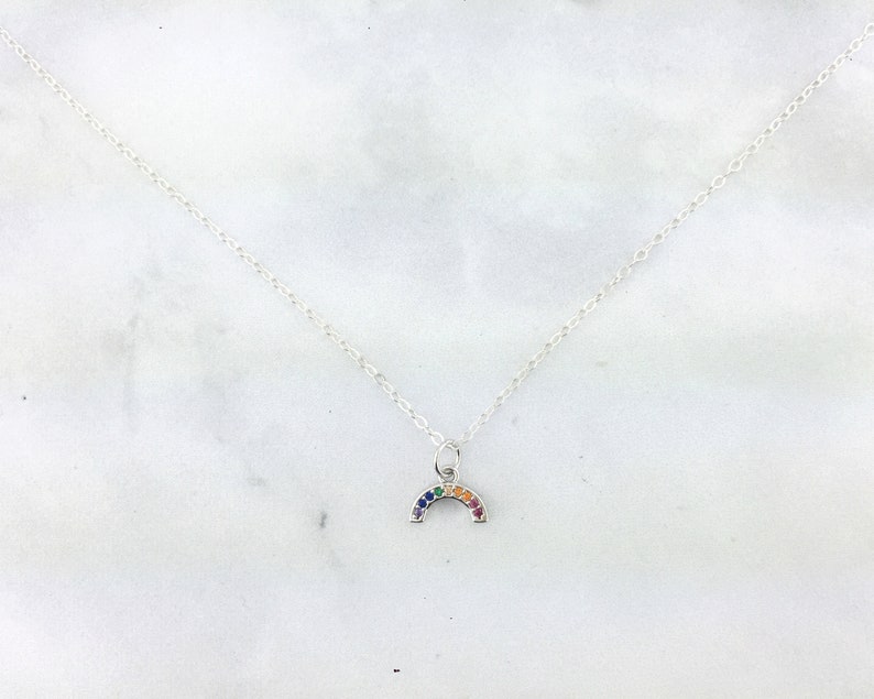 Rainbow Necklace, LGBTQ Necklace, Lesbian Necklace, Pride Necklace. Tiny Charm Necklace, Gift For Girlfriend, Dainty Gold Layering Necklace image 6