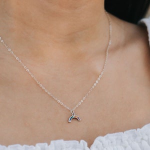 Rainbow Necklace, LGBTQ Necklace, Lesbian Necklace, Pride Necklace. Tiny Charm Necklace, Gift For Girlfriend, Dainty Gold Layering Necklace image 4
