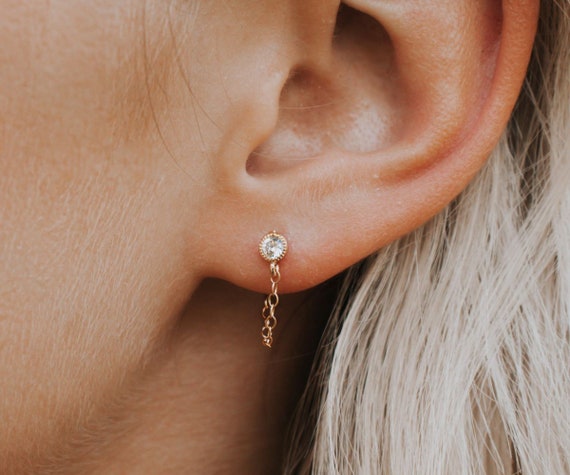 Buy Ball Stud Earrings, Chain Earrings, Gold Chain Earrings, Chain Dangle  Earrings, Gold Filled Chain Earring, Gold Ball Earrings, Ball Earrings  Online in India - Etsy