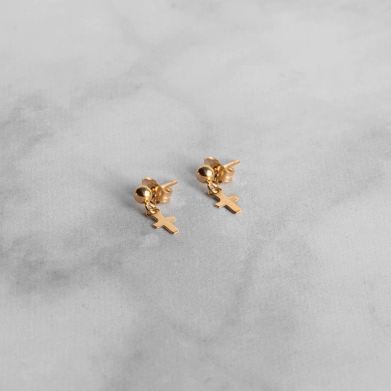 Small dangle earring, 14k gold Filled Ball Stud Post Earrings, Single Tiny dangle earring, Minimalist Everyday Earring, perfect earring gift image 7