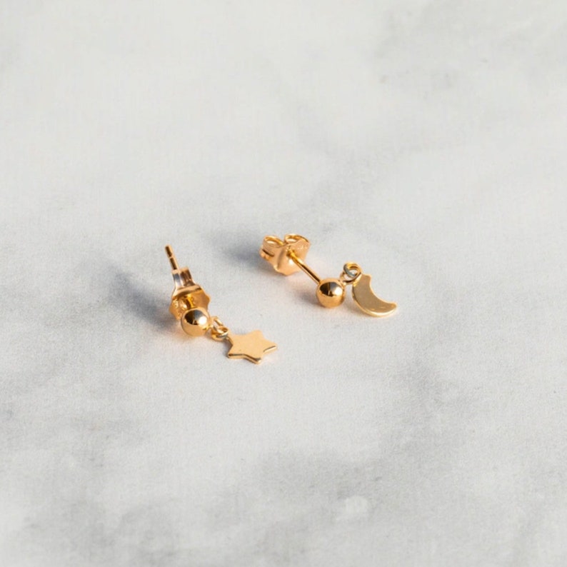 Small dangle earring, 14k gold Filled Ball Stud Post Earrings, Single Tiny dangle earring, Minimalist Everyday Earring, perfect earring gift image 6
