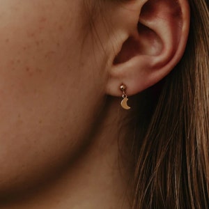 Small dangle earring, 14k gold Filled Ball Stud Post Earrings, Single Tiny dangle earring, Minimalist Everyday Earring, perfect earring gift image 4