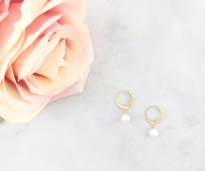 14k Gold Filled Hoop Earrings Gold Pearl Hoop Earrings Etsy Canada
