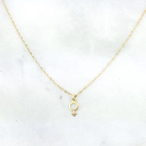 Female Symbol Charm Necklace, Sterling Silver or Gold Filled Venus Symbol Pendant Necklace, Empowerment Necklace, Dainty Charm Necklace