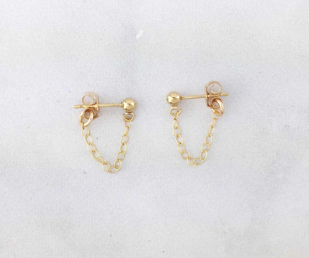 Chain Loop Earrings, 14k Gold Filled or Sterling Silver, Minimalist