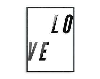 Amor impresión digital, decoración de la pared, impresión, negro y blanco