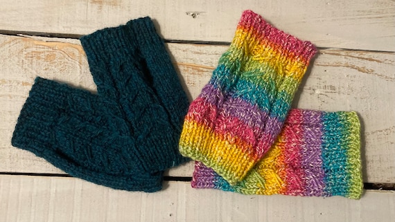 Fingerless Gloves, gifts for women, unique gift, warm wool knit fingerless, handmade fingerless made in USA,  customized fingerless gloves