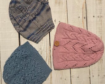Handmade Knit Hat, Scarf & Fingerless Gloves Set: Merino Wool Blend