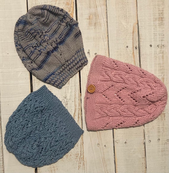 Warm winter hand knit hat sets