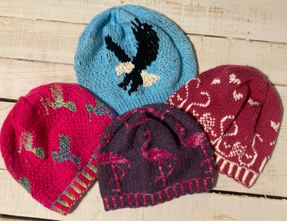 Handmade knit bird hats, eagle, hummingbird, flamingo, swan soft hat, handmade warm winter hats, unique gift men women teen unisex, USA made