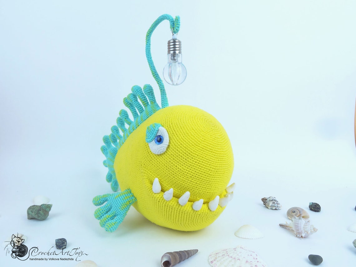 Angler Fish Plush Toy Dad Fishing Gift Sea Creatures Nautical Etsy
