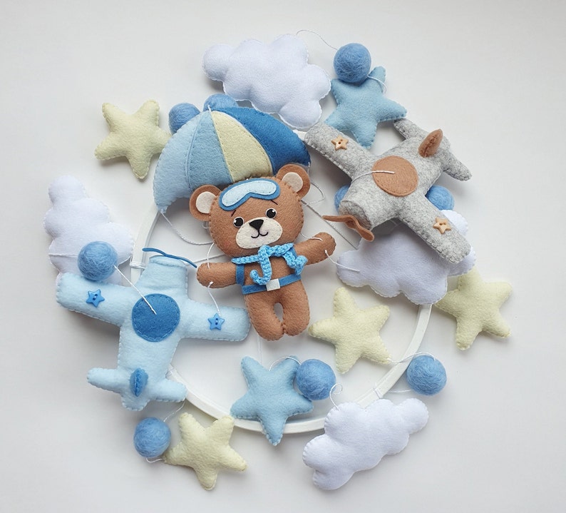 Airplane Mobile Nursery Dercor Baby Mobile Felt Baby Etsy
