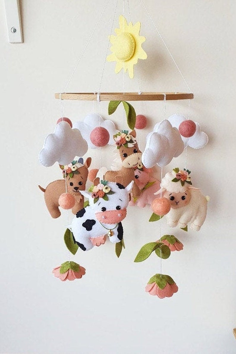 Farm Mobile Barnyard Nursery Sheep Mobile Baby Mobile Crib Etsy