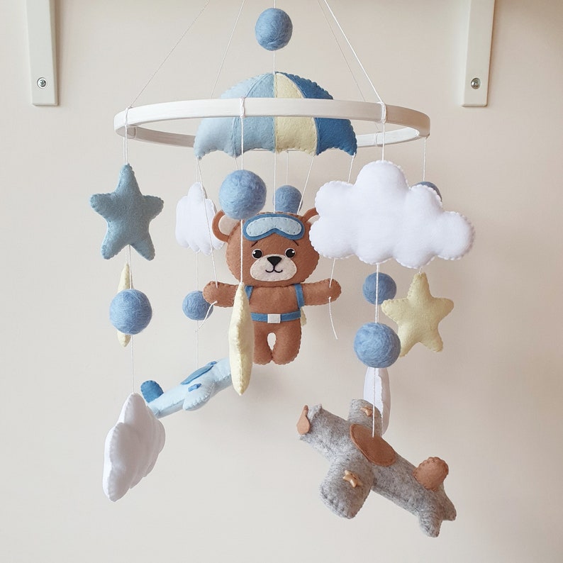 Airplane Mobile Nursery Dercor Baby Mobile Felt Baby Etsy
