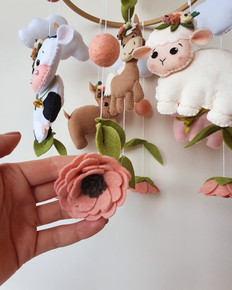 Farm Mobile Barnyard Nursery Sheep Mobile Baby Mobile Crib Etsy
