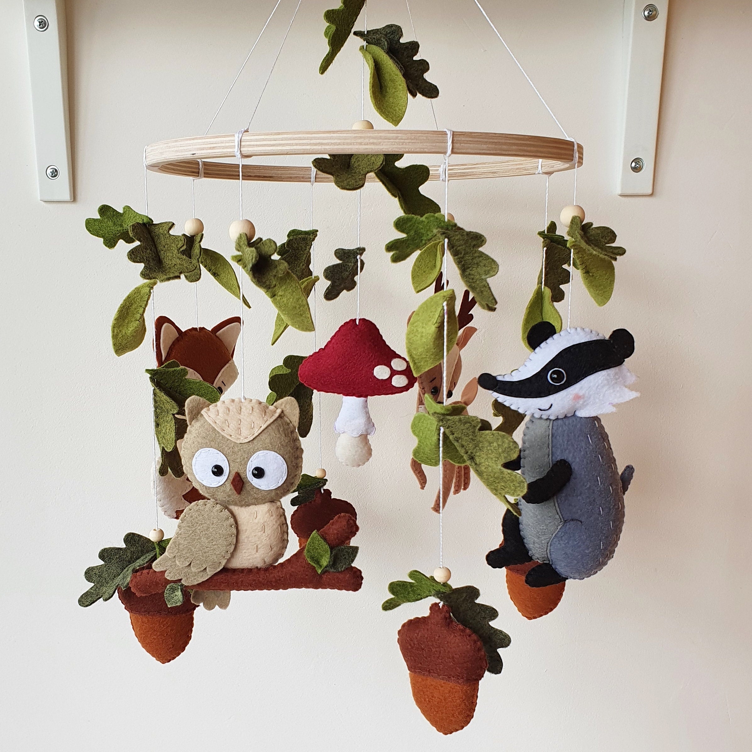Woodland mobile Forest mobile Crib mobile Woodland animal Etsy