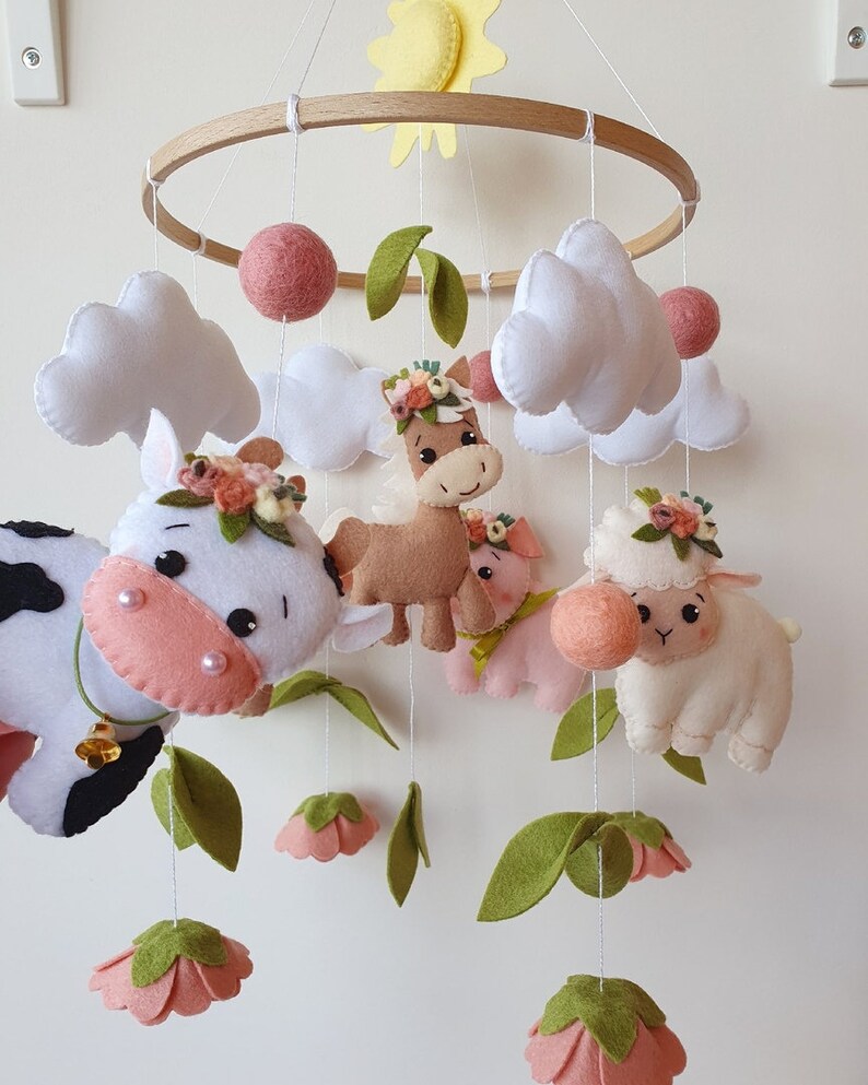 Farm Mobile Barnyard Nursery Sheep Mobile Baby Mobile Crib Etsy