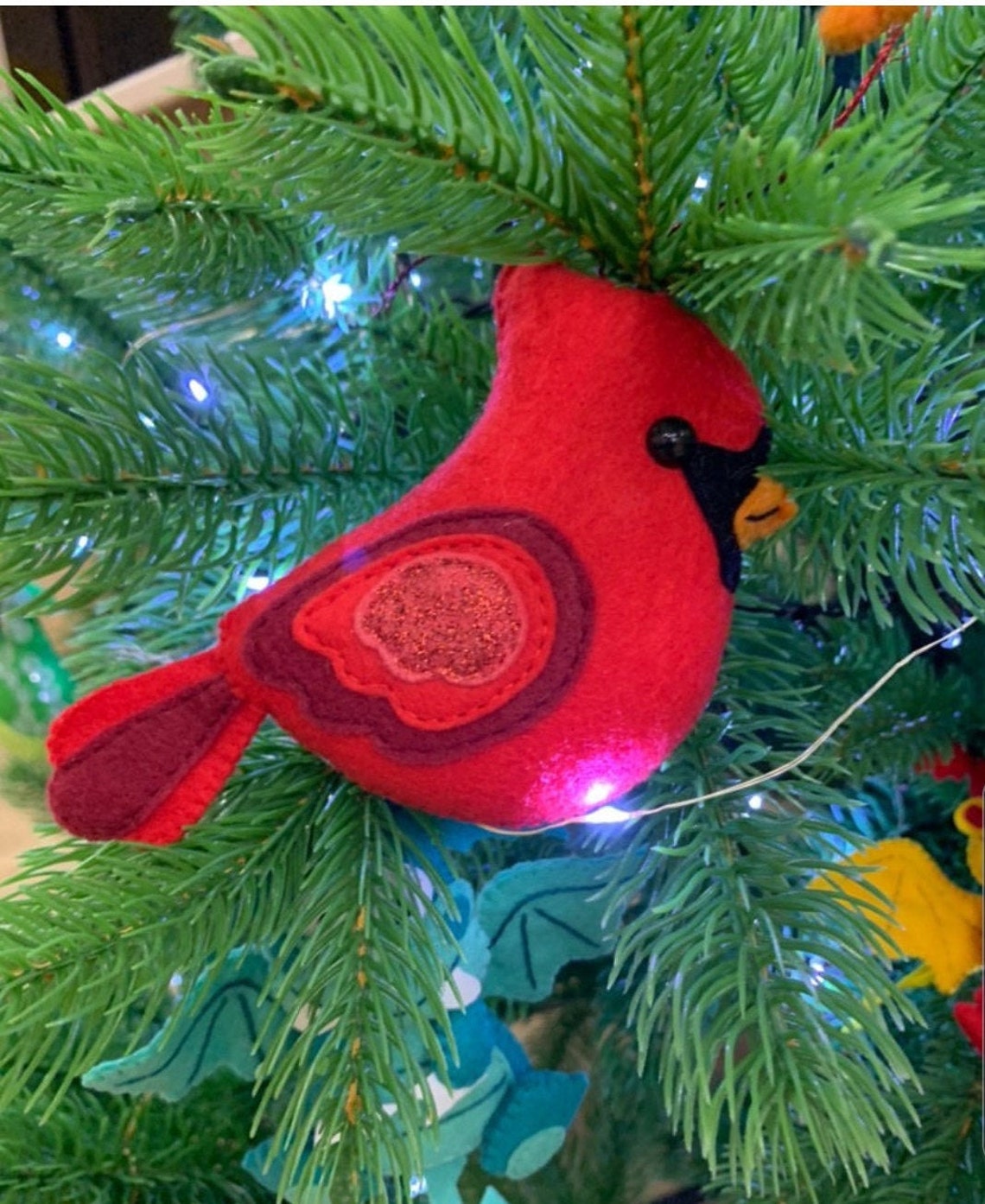 Cardinal ornaments bird Christmas tree Felt cute Christmas Etsy