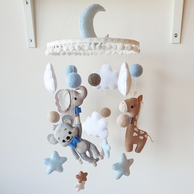 Jungle mobile baby mobile boy animals nursery mobile felt Etsy