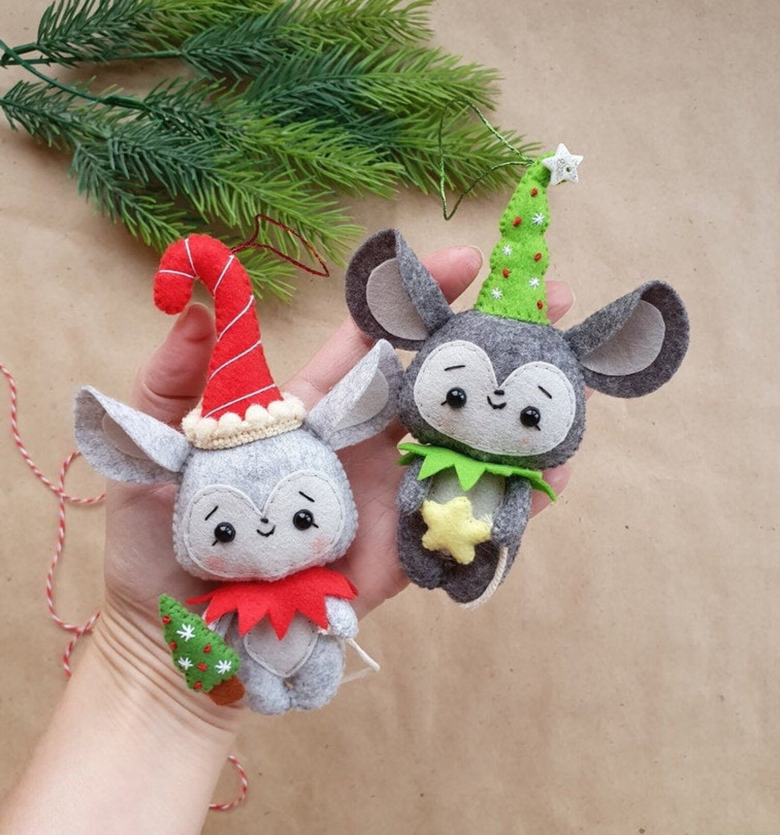 Felt christmas ornaments Mouse felt Christmas tree ornament Etsy