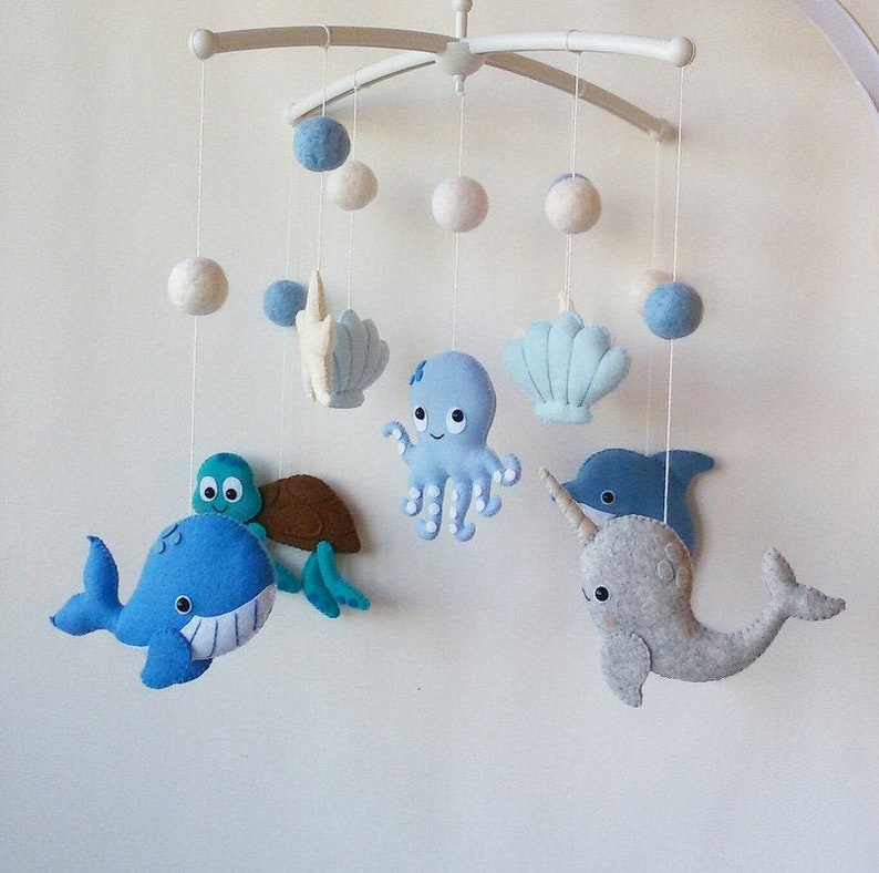 Ocean Baby Mobile Sea Creatures Mobile Whale Mobile Cot Etsy