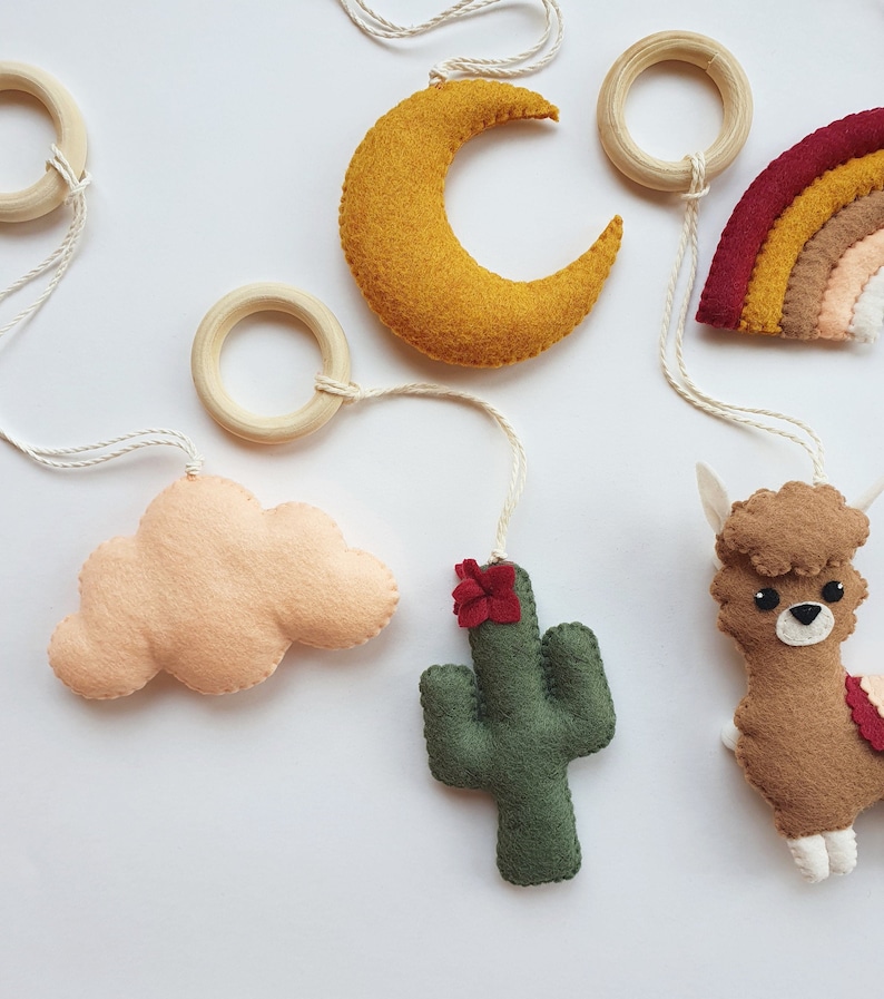 Llama and Cactus Play Gym Toys Hanging Baby Toys Boho Warm Tones Play Toy Baby Activity Center Toys Cactus Gender Neutral Play Gym Toys