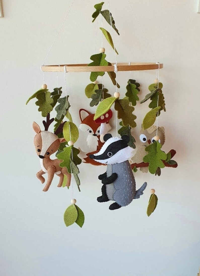 Woodland baby mobile forest mobile nursery mobile woodland Etsy