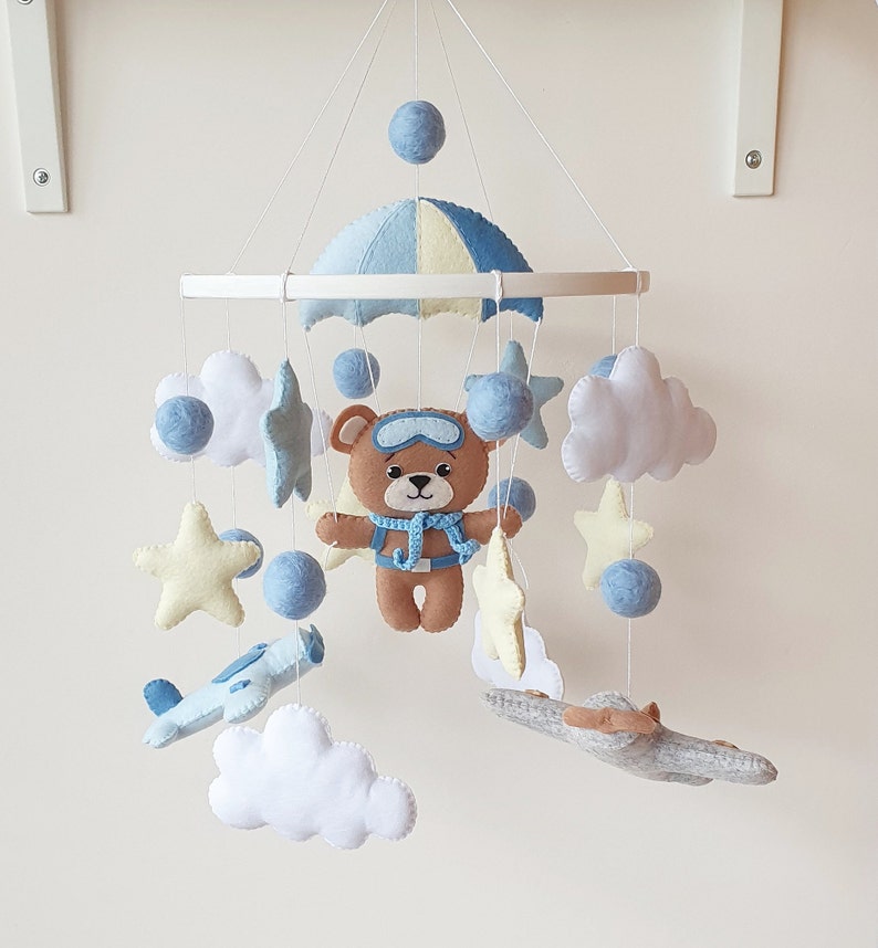 Airplane Mobile Nursery Dercor Baby Mobile Felt Baby Etsy