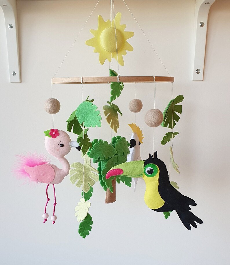 Tropical Birds Baby Mobile Jungle Mobile Crib Cot Mobile Etsy