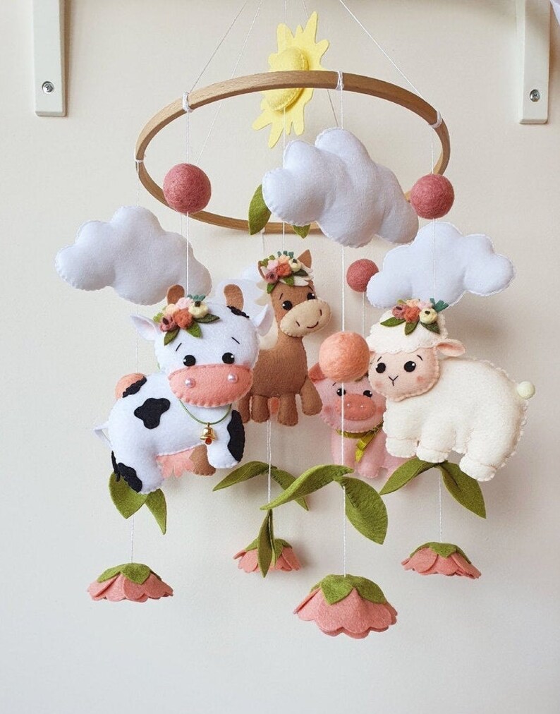 Farm Mobile Barnyard Nursery Sheep Mobile Baby Mobile Crib Etsy