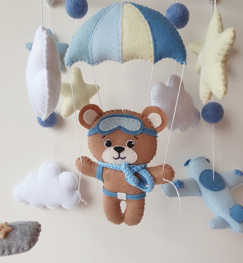 Airplane Mobile Nursery Dercor Baby Mobile Felt Baby Etsy