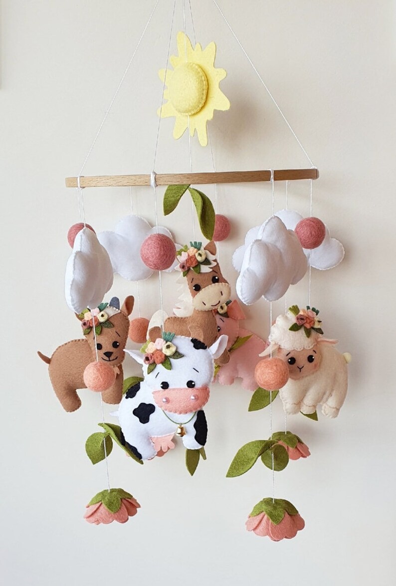 Farm Mobile Barnyard Nursery Sheep Mobile Baby Mobile Crib Etsy