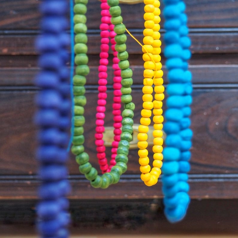 Neem wood Mala necklace \u201eDhoop\u201c half dipped, 108 beads from India, Ayurveda Mala
