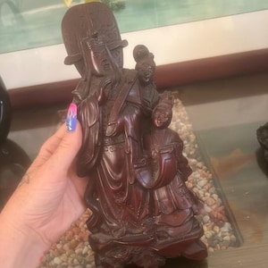 Antique 1940s wooden carved statue wall hanging, Chinese Home Art Decor