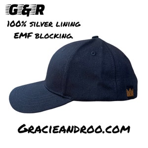 Gracie and Roo EMF Blocking Hat, 100% Cotton and Silver lining cap for Travel, Tech, Gaming Wear.
