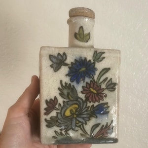 Antique Iznik Bottle Flask Vase Persian Turkish Bottle with Cork! Rare :)