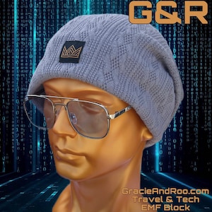 Gracie & Roo EMF Blocking Travel and Tech Beanie, 100% Silver lining, blocks and shields electromagnetic frequencies, 5g, Wi-Fi, Tech Wear.