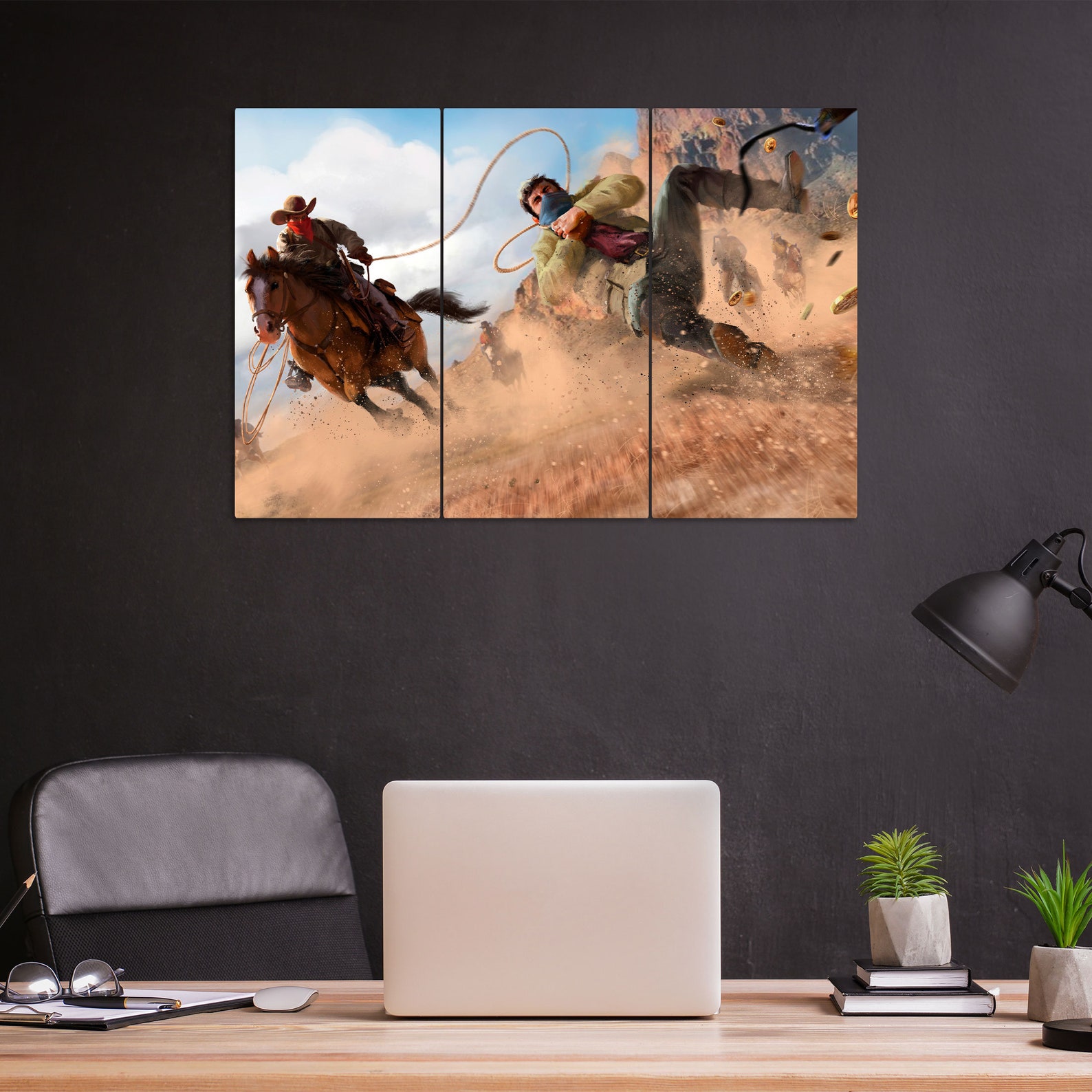 Western Wall Decor Wild West Canvas Сowboys Canvas Art Etsy