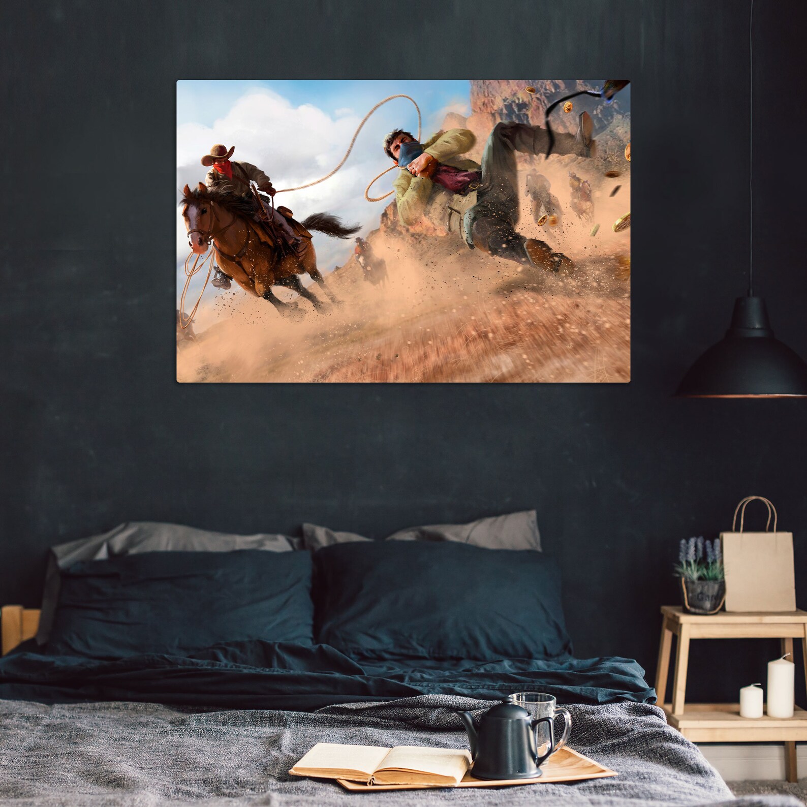 Western wall decor Wild West canvas Сowboys canvas art Etsy